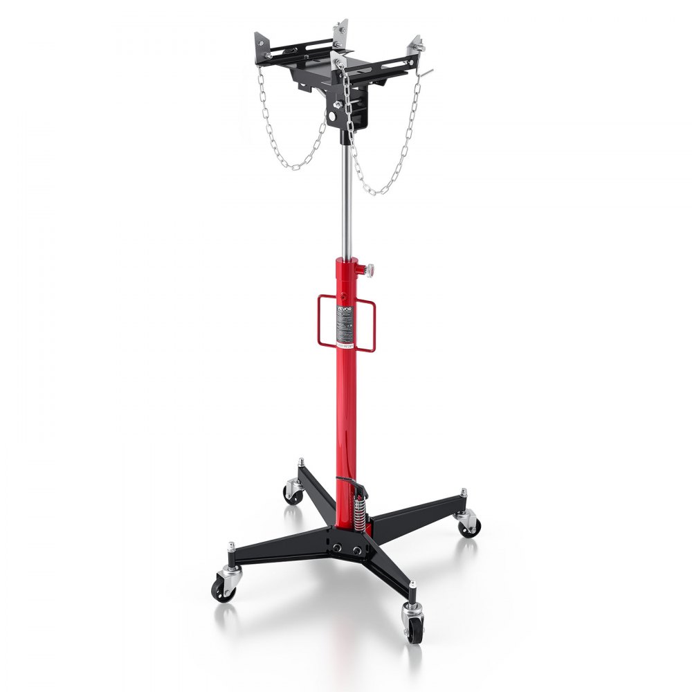 VEVOR Hydraulische krik met 500 kg hefvermogen, telescopische krik met pedaal, 360° zwenkwiel, hefhoogte 127-202 cm, takel voor garage/werkplaats Rood + Zwart