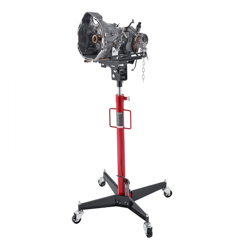 VEVOR Hydraulische krik met 500 kg hefvermogen, telescopische krik met pedaal, 360° zwenkwiel, hefhoogte 127-202 cm, takel voor garage/werkplaats Rood + Zwart