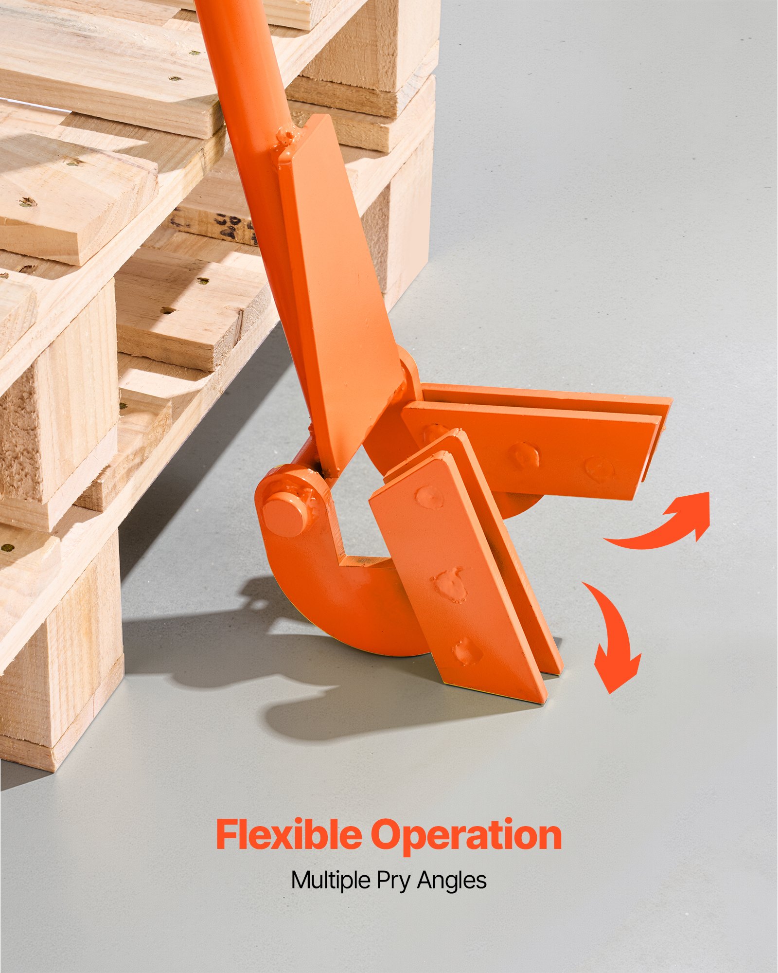 VEVOR Palletbreker 1120 mm, Palletheffer 907 kg, Palletbreker met kantelbare pallets, handschoenen en spijkertrekker voor het openwrikken van vloerbedekkingen, kozijnen, daken, afdekkingen en gipsplaten