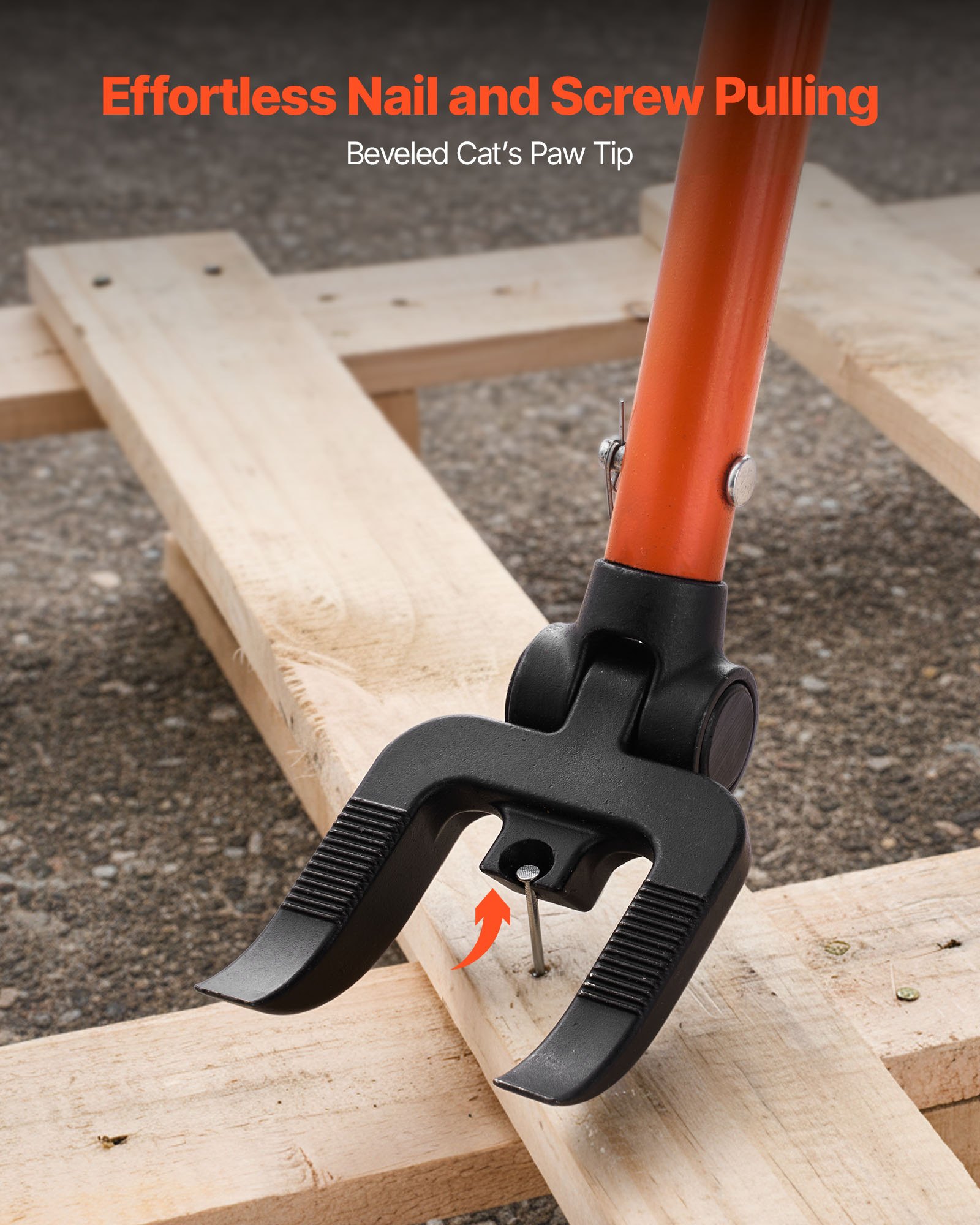 VEVOR Pallet Buster Tool, 1.1 m Carbon Steel Handle Wrecking Pry Bar, 907 kg Weight Capacity, Heavy Duty Deck Board Removal Tool, Breaker Bar for Flooring, Framing, Roofing, Trim, Drywall