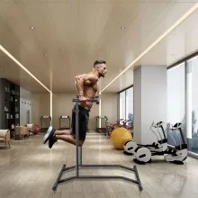 VEVOR Power Tower Dip Station, in hoogte verstelbare optrekstangstandaard met 2 niveaus, multifunctionele krachttrainingsapparatuur, Fitness Dip Bar Station voor thuisgymnastiek, 100 kg draagvermogen