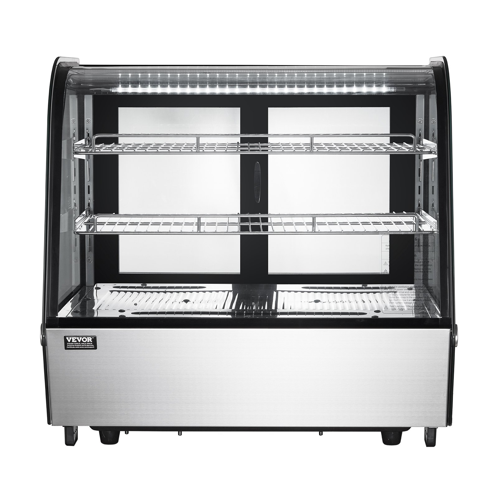 VEVOR Refrigerated Display Case, 4.2 Cu.Ft./115L Countertop Pastry Display Case, 2-Tier Commercial Display Refrigerator with LED Lighting, TURBO Cooling, Frost-Free Air-Cooling, for Bakery