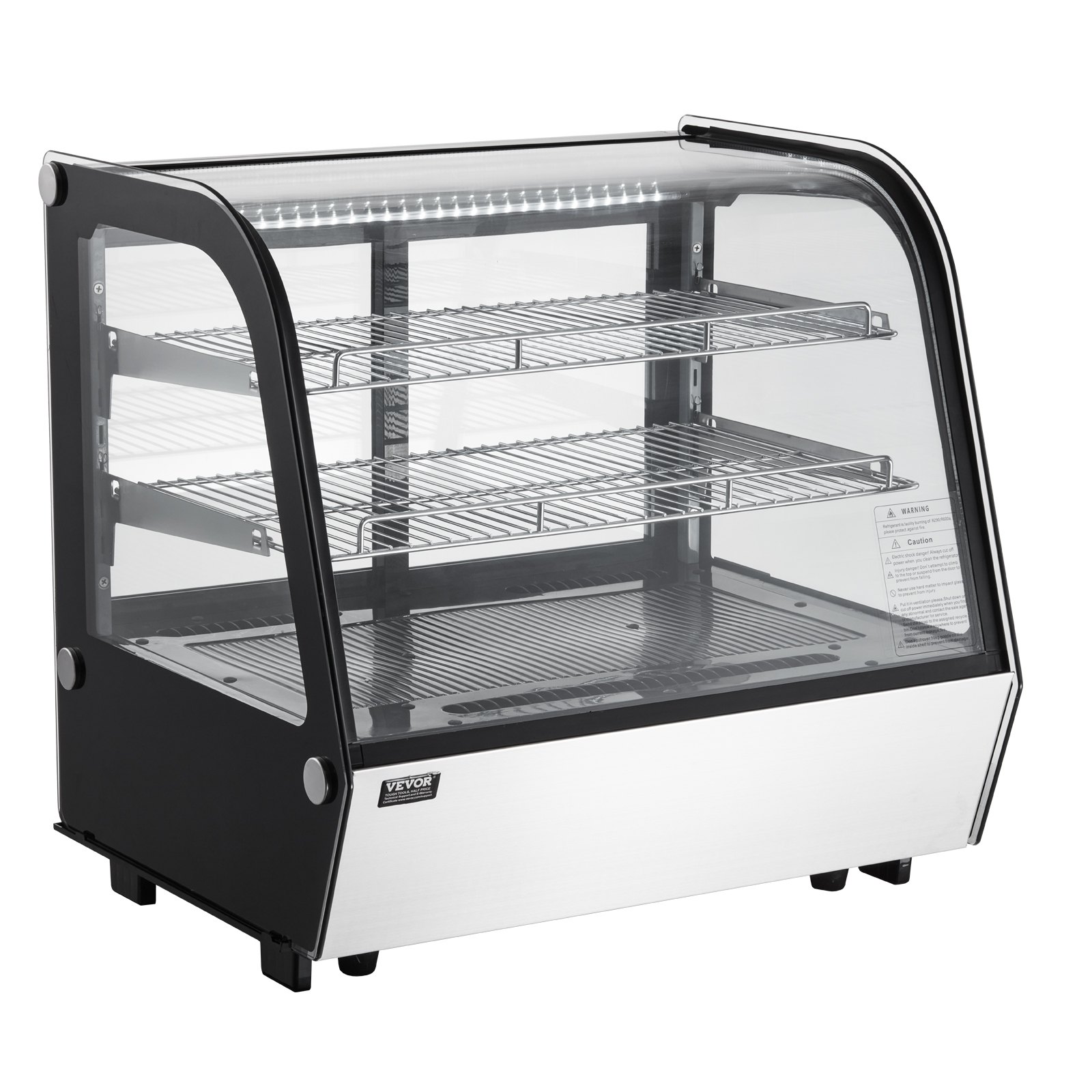 VEVOR Refrigerated Display Case, 4.2 Cu.Ft./115L Countertop Pastry Display Case, 2-Tier Commercial Display Refrigerator with LED Lighting, TURBO Cooling, Frost-Free Air-Cooling, for Bakery