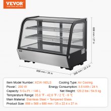 VEVOR koelvitrine bakkerijvitrine koelkastvitrine 146L 2-laags bakkerijen