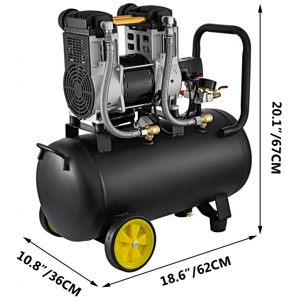 Whisper Compressor Olievrije Luchtcompressor Perslucht 50L Boiler Stil 1500W 64dB