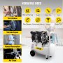 VEV Updated 50L Air Compressor, Low Noise Electric Air Compressor 1960W, 220V-240V Oil-Free Mute Air Compressor, Exhaust Pressure 116 PSI (8 Bar), 250L/Min  Exhaust Volume