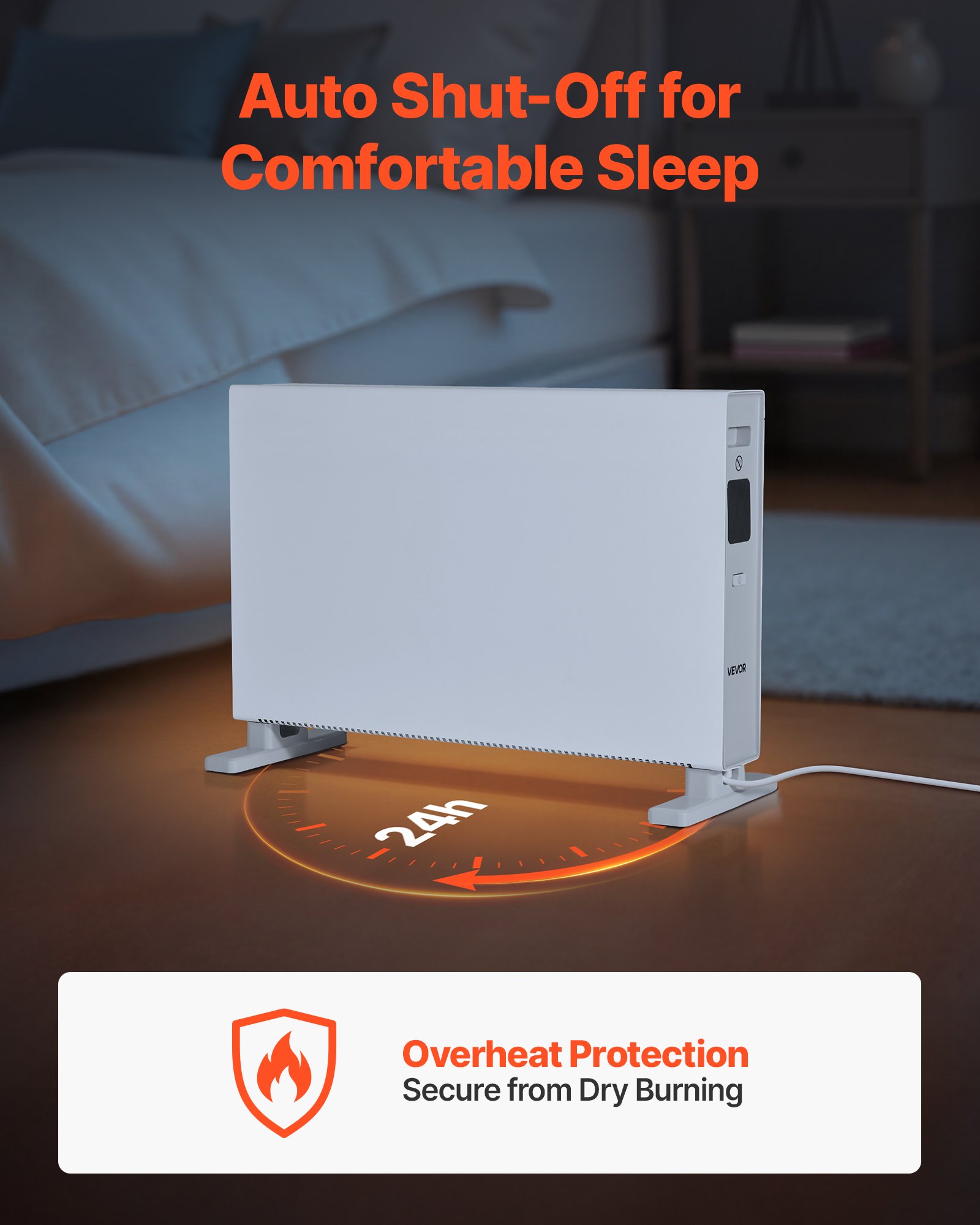 VEVOR Convection Panel Heater, 2000W Electric Panel Space Heater with Remote & Touch Control, 3 Modes, 24H Timer, Stand or Wall Mount Design with Anti-Tipping & Overheat Protection for Home and Office