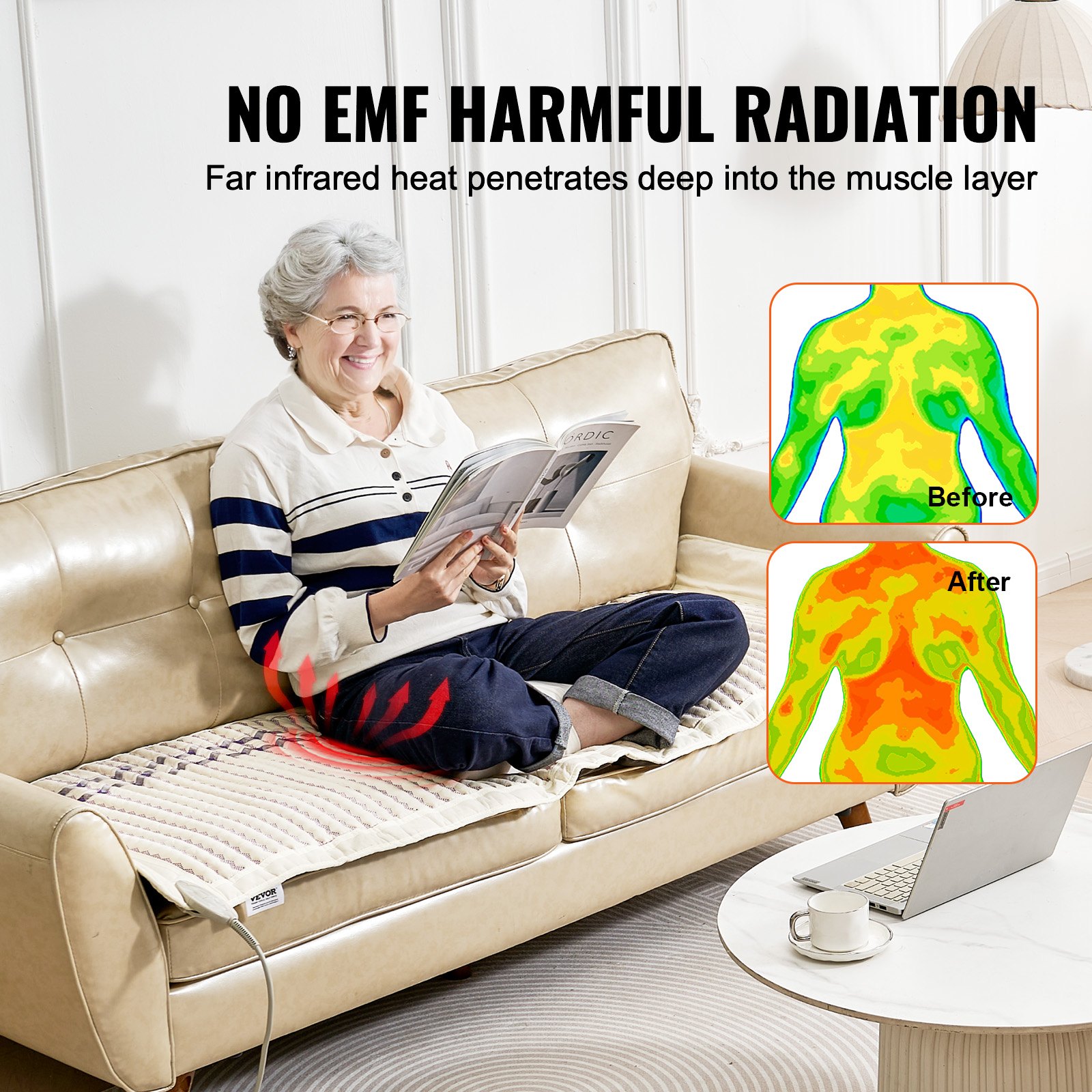 VEVOR Far Infrared Heating Pad, Amethyst Heating Mat with Negative Ions, 103-159℉ Hot Gemstones Therapy Mat with 0-720 Min Timer for Full Body Pain Relief (72 x 24-inch)