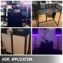 VEVOR DJ-geveltafel 51 x 101,5 x 115 cm, vlak DJ-bureautafelblad 51 x 115 cm, DJ-evenementgevel met wit en zwart gaas, opklapbaar DJ-bureau metalen frame, opvouwbare afdekparaplu