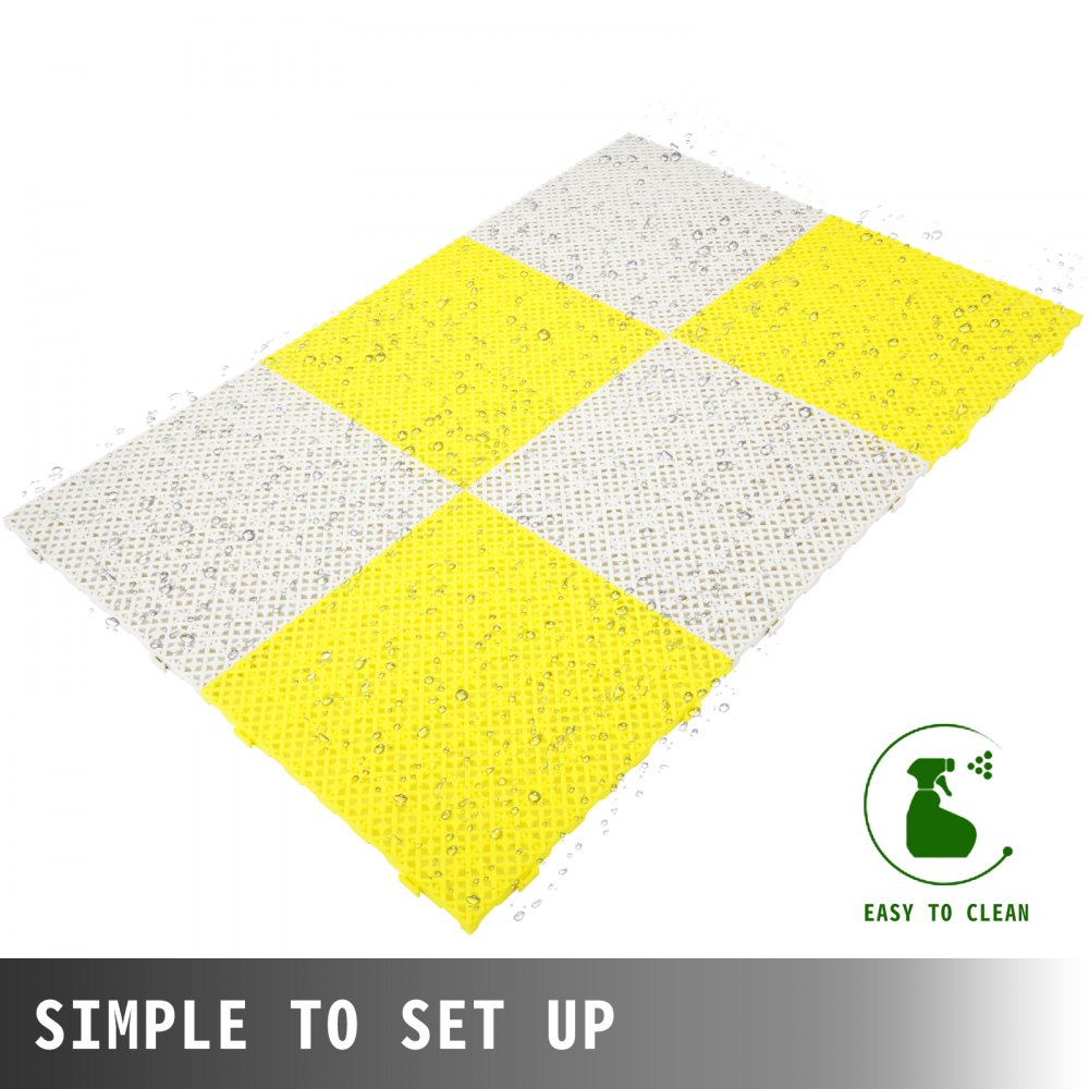 VEVOR 25x Terrace Tiles 30x30cm Click Tile PP Terrace Floor Tiles Yellow Interlocking Deck Tiles Garden Tiles Balcony Tiles Ideal for covering slippery concrete or wooden surfaces
