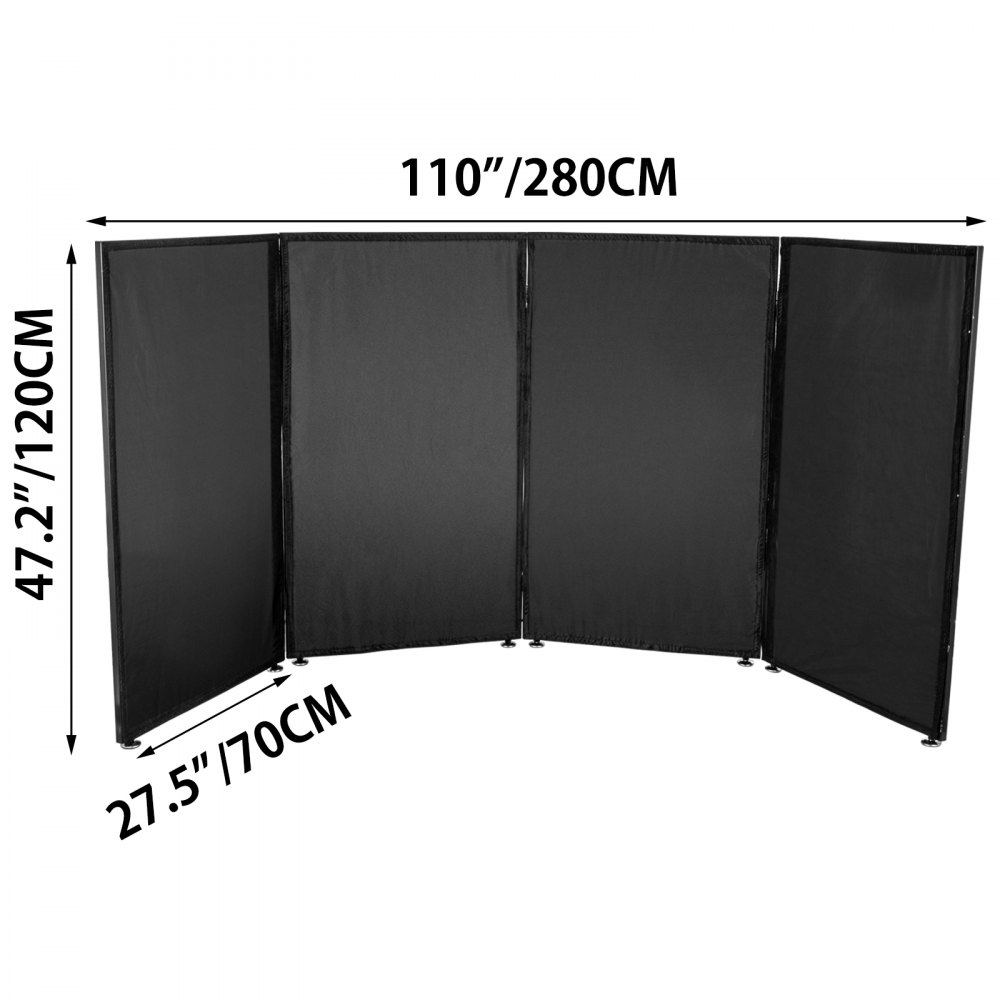 VEVOR DJ Booth 27.5X189 Inches, DJ Facade 27.5x47.2 Inches Single Panel, Foldable DJ Event Facade with White & Black Scrim, Folding DJ Booth Stand Frame, Foldable Cover Screen with Travel Bag