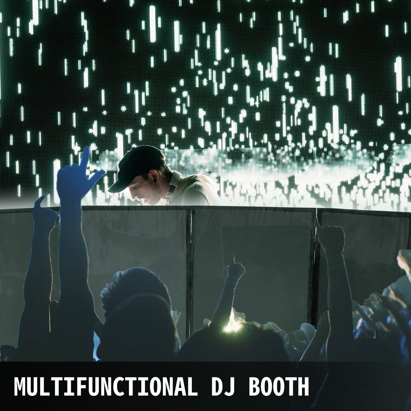 VEVOR DJ Booth 27.5X189 Inches, DJ Facade 27.5x47.2 Inches Single Panel, Foldable DJ Event Facade with White & Black Scrim, Folding DJ Booth Stand Frame, Foldable Cover Screen with Travel Bag