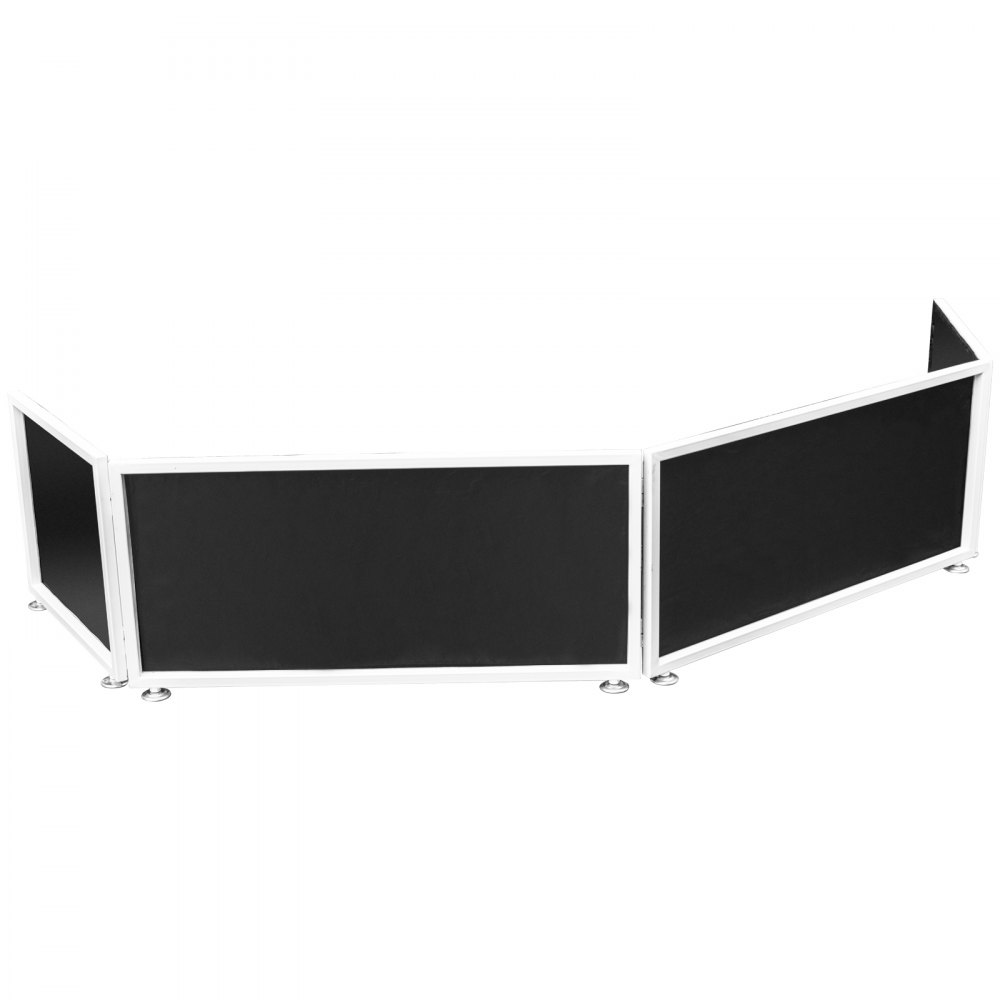 VEVOR White DJ Booth 15.7"x106.3", DJ Facade 33.9"x15.7" Center Panel, Foldable DJ Event Facade with White & Black Scrim, Folding DJ Booth Stand Frame, Foldable Cover Screen with Travel Bag