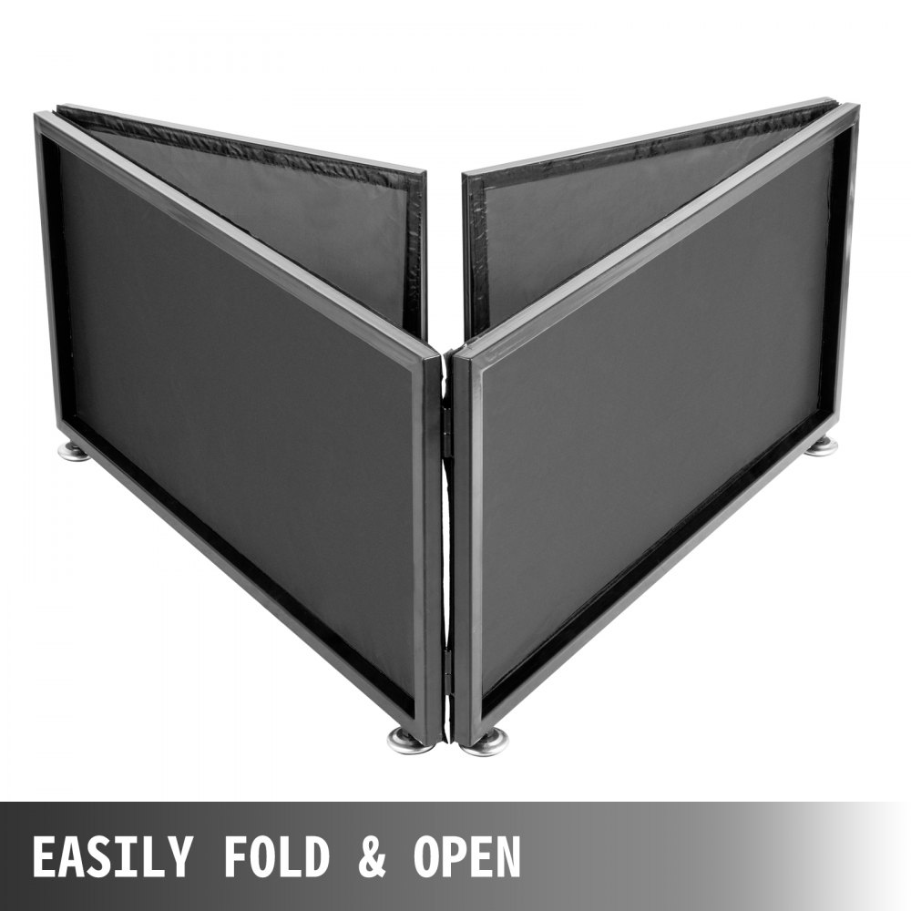 VEVOR DJ Booth 15.7"x106.3", DJ Facade 33.9"x15.7" Center Panel, Foldable DJ Event Facade with White & Black Scrim, Folding DJ Booth Stand Frame, Foldable Cover Screen with Travel Bag