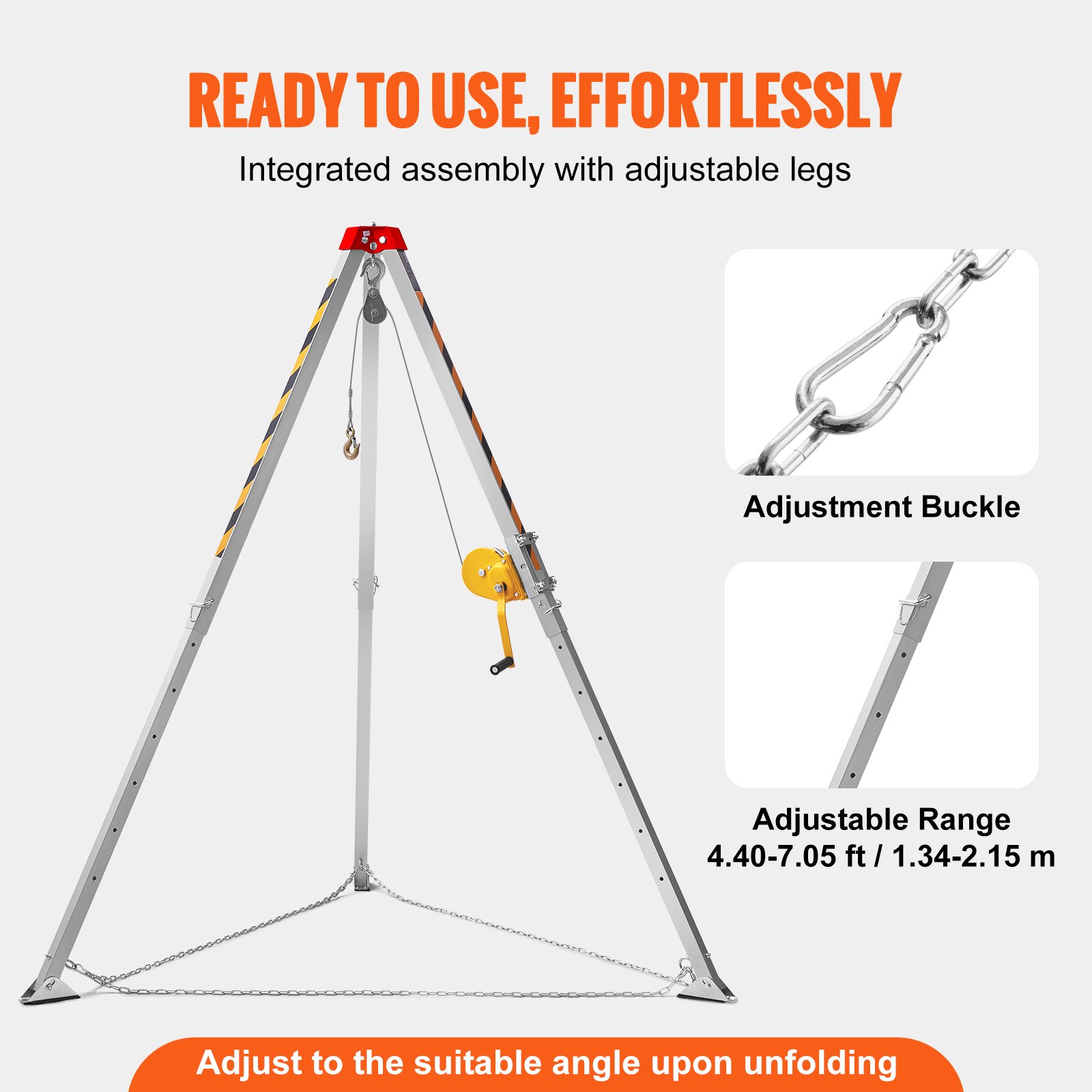 VEVOR Tripod Kit 1200 lbs Lierstatief met 7' Poten en 98' Kabel Reddingstatief voor besloten ruimtes 32,8' Valbeveiligingsharnas Opbergtas voor conventionele besloten ruimtes