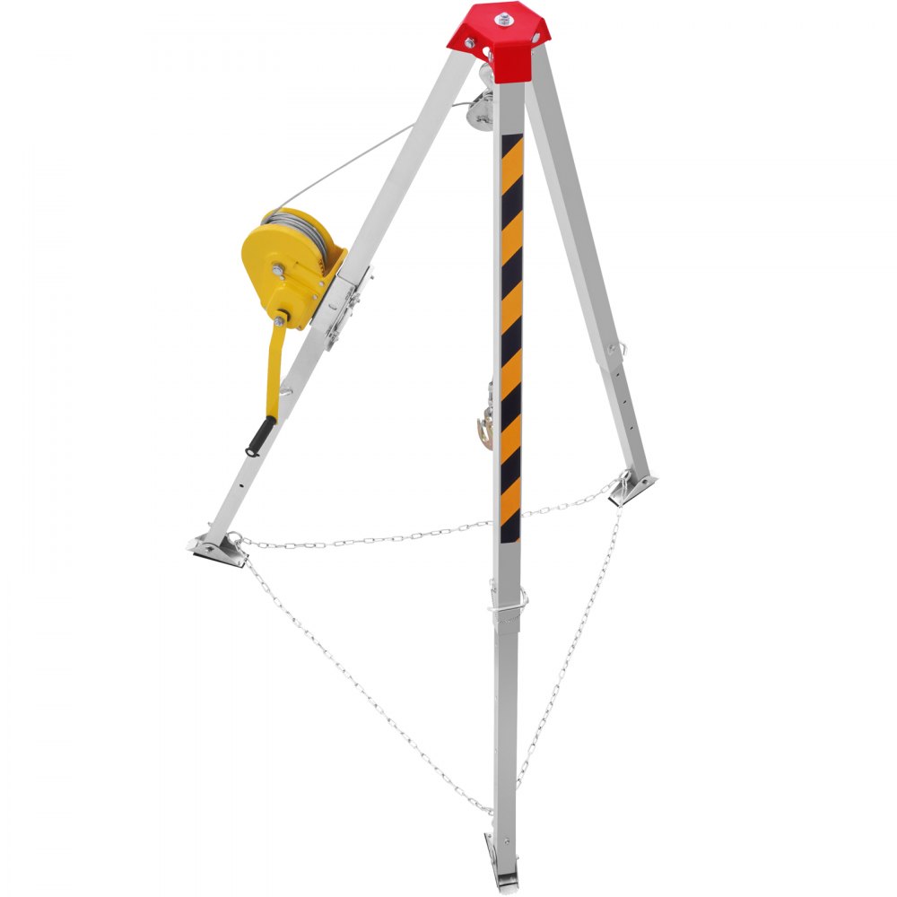 VEVOR Reddingsstatief voor besloten ruimten met 8' poten en 98' kabel, reddingsstatief voor besloten ruimten met 32,8' valbeveiliging, veiligheidsharnas, diepe put, tunnel, raamput