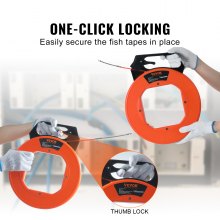 VEVOR Fish Tape, 125-foot, 3/16-inch, PET Wire Puller with Optimized Housing and Handle, Easy-to-Use Cable Puller Tool, Flexible Wire Fishing Tools for Walls and Electrical Conduit, Non-Conductive