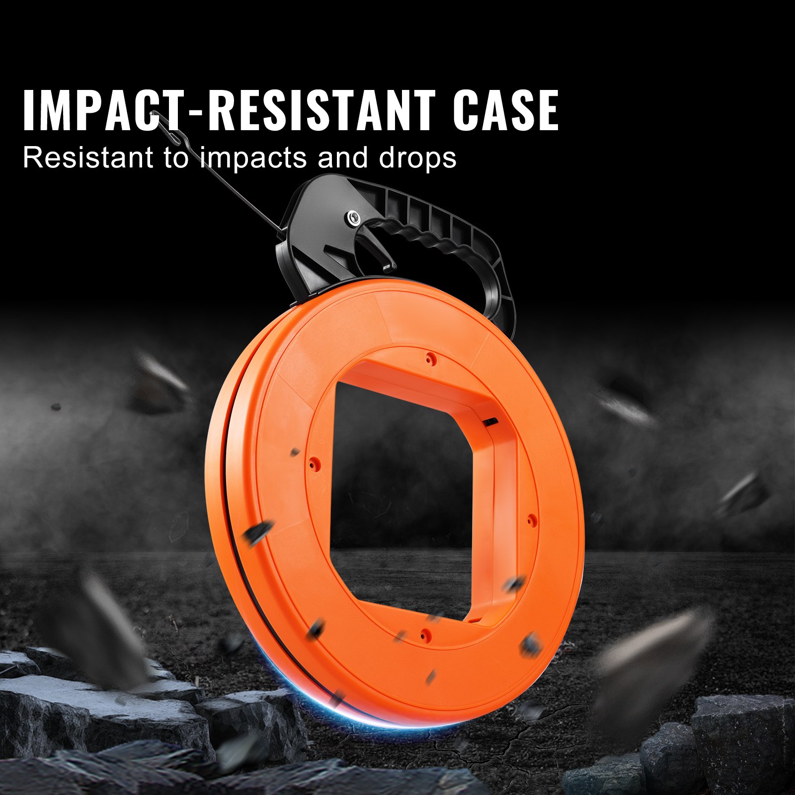 VEVOR intrekbare tape, 36 m x 3,1 mm, kabelintrekhulp met geoptimaliseerde behuizing en handgreep, intrekbare spiraal, intrekbare draadtang, draadintrektang voor muren en elektrische kabels, niet-geleidend