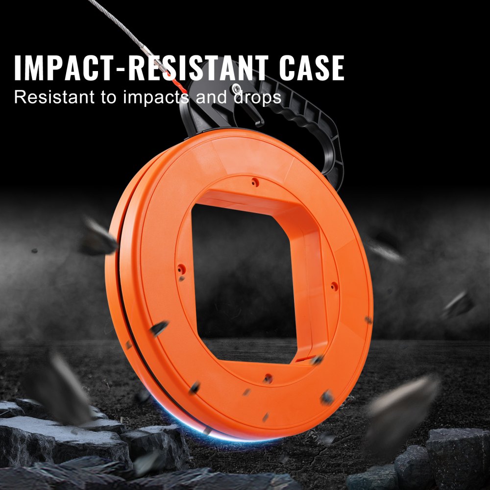 VEVOR Fish Tape, 100-foot, 1/4-inch, PET Wire Puller with Optimized Housing and Handle, Easy-to-Use Cable Puller Tool, Flexible Wire Fishing Tools for Walls and Electrical Conduit, Non-Conductive