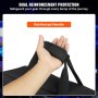 hand holding black VEVOR dj mixer bag with reinforced handle for dual reinforcement protection.