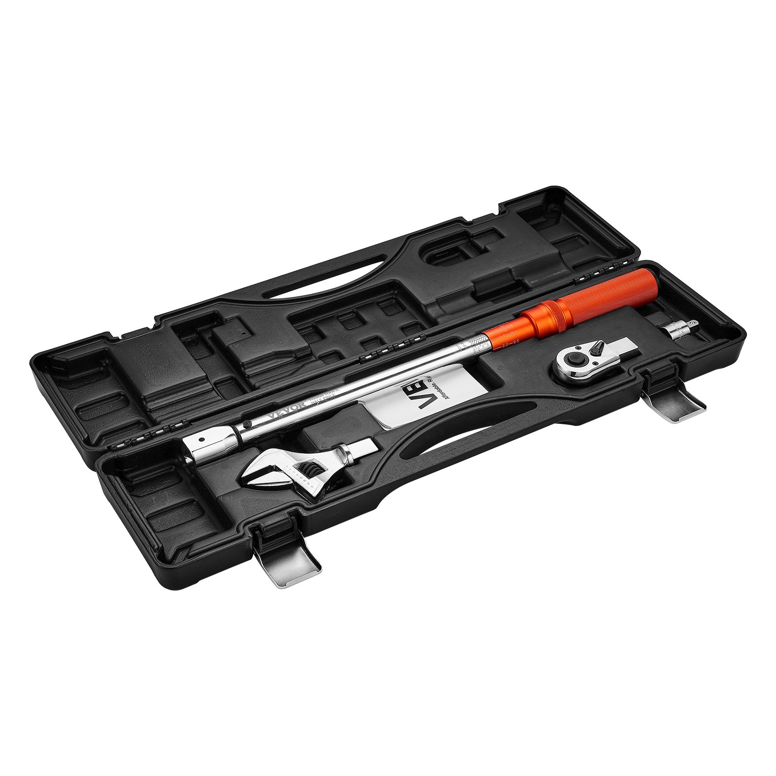 VEVOR Adjustable Click Torque Wrench, 1/2 Inch Drive, 20-160 lbf-ft/27.1-216.8 N.m, Dual-direction and Dual Range Scales, 72-Tooth, ±2% Precision, with Adapter Interchangeable Jaw and Ratchet Head