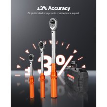 VEVOR Click Momentsleutelset 3-delige Dual Range Weegschaal 72 Tanden