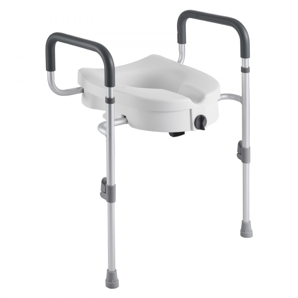 VEVOR toiletbrilverhoger met armleuningen, draagvermogen van 159 kg, hefhoogte van 127 mm en aluminium frame; verhoogde toiletbril voor ouderen, senioren en volwassenen met een beperking.