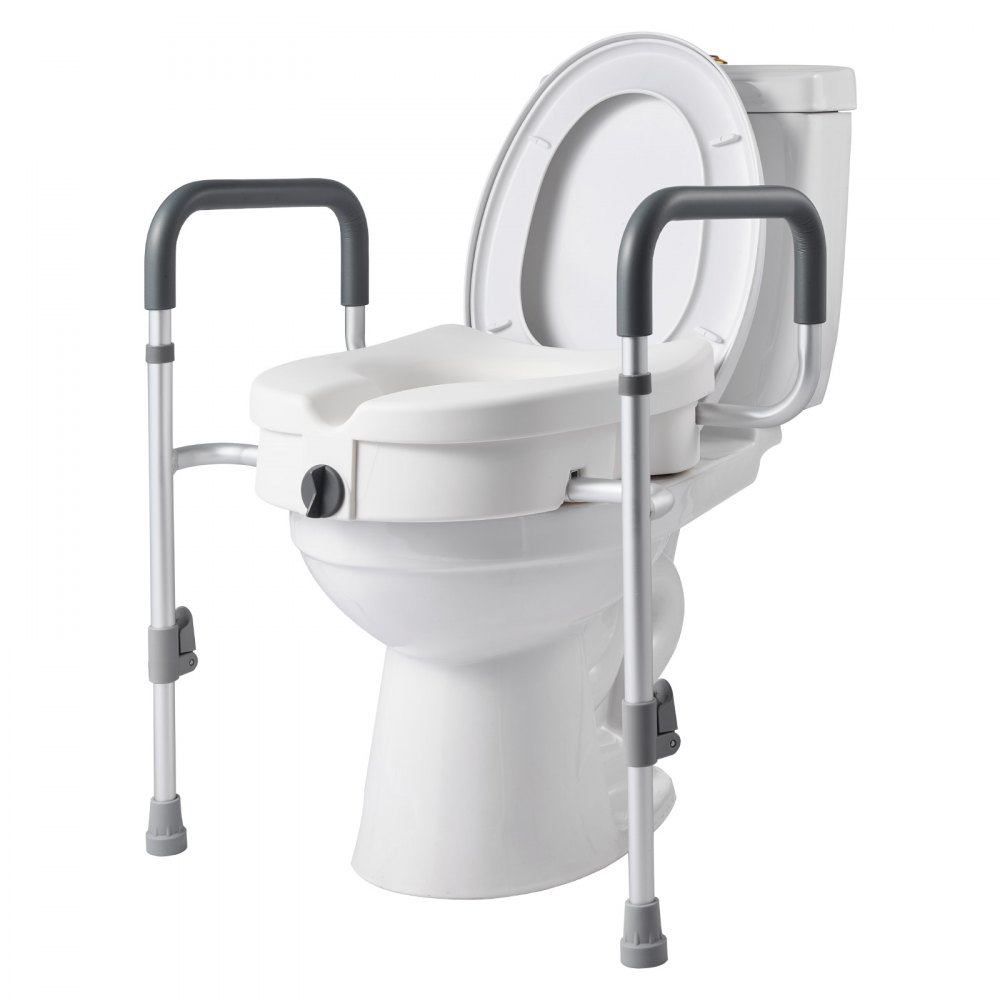 VEVOR toiletbrilverhoger met armleuningen, draagvermogen van 159 kg, hefhoogte van 127 mm en aluminium frame; verhoogde toiletbril voor ouderen, senioren en volwassenen met een beperking.