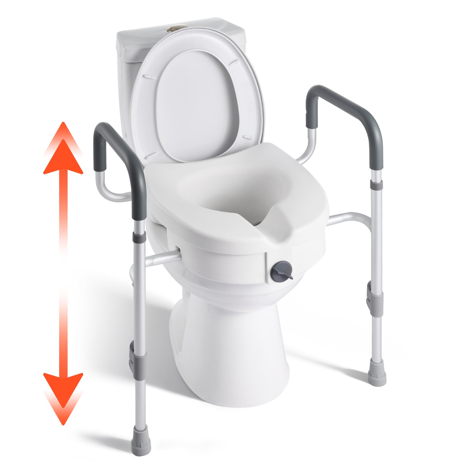 VEVOR toiletbrilverhoger met armleuningen, draagvermogen van 159 kg, hefhoogte van 127 mm en aluminium frame; verhoogde toiletbril voor ouderen, senioren en volwassenen met een beperking.