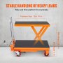 VEVOR Hydraulic Lift Table Cart, 330lbs Capacity 28.5" Lifting Height, Manual Single Scissor Lift Table with 4 Wheels and Non-slip Pad, Hydraulic Scissor Cart for Material Handling and Transportation