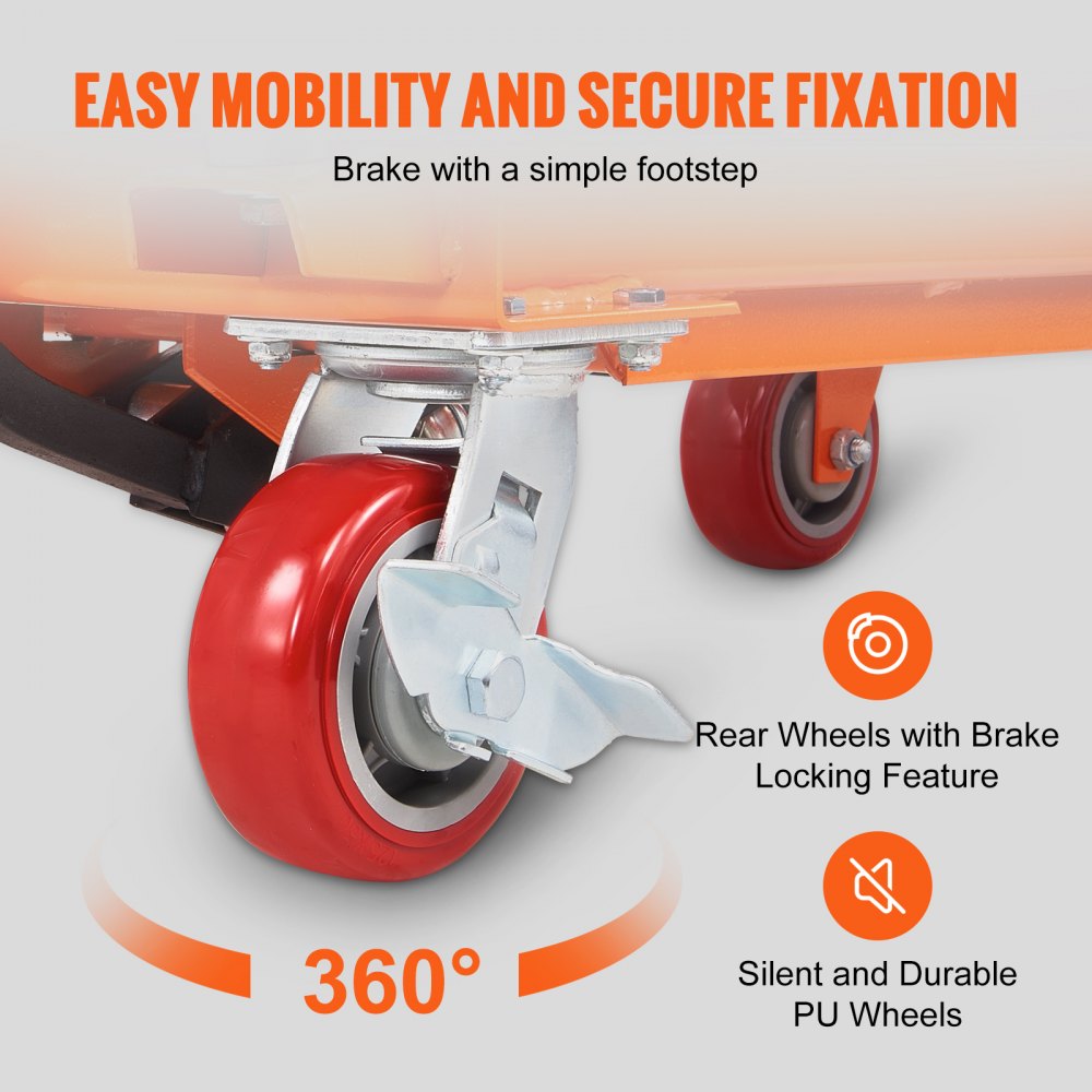 VEVOR hydraulische schaarheftafel 500 kg laadvermogen heftafelwagen 285-900 mm hefbereik heftafel werkplaats 815 x 505 mm platform schaarheftruck enkele schaar voor fabrieken magazijnen supermarkten