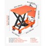 VEVOR hydraulische heftafelwagen, 350 kg draagvermogen, 720 mm hefhoogte, schaarheftafel voor transport in werkplaatsen, magazijnen en de industrie, staalconstructie, enkele schaarhef, met 4 wielen en inklapbare handgreep.