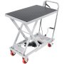 VEVOR Hydraulic Lift Table Cart, 500lbs Capacity 28.5" Lifting Height, Manual Single Scissor Lift Table with 4 Wheels and Non-slip Pad, Hydraulic Scissor Cart for Material Handling, Gray