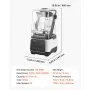 VEVOR 2L Staande Mixer Smoothie Blender met Beschermkap 2200W IJscrunchmaker met Zelfreinigende Functie Instelbare Snelheid 6 Voorgeprogrammeerde Programma's voor Smoothies, IJscrunch en Puree Wit
