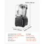 VEVOR 2L Staande Mixer, Smoothie Blender met Beschermkap, 2200W, IJscrusher met Zelfreinigende Functie, Instelbare Snelheid, 6 Voorgeprogrammeerde Programma's, Smoothies, IJscrusher, Puree, Zwart