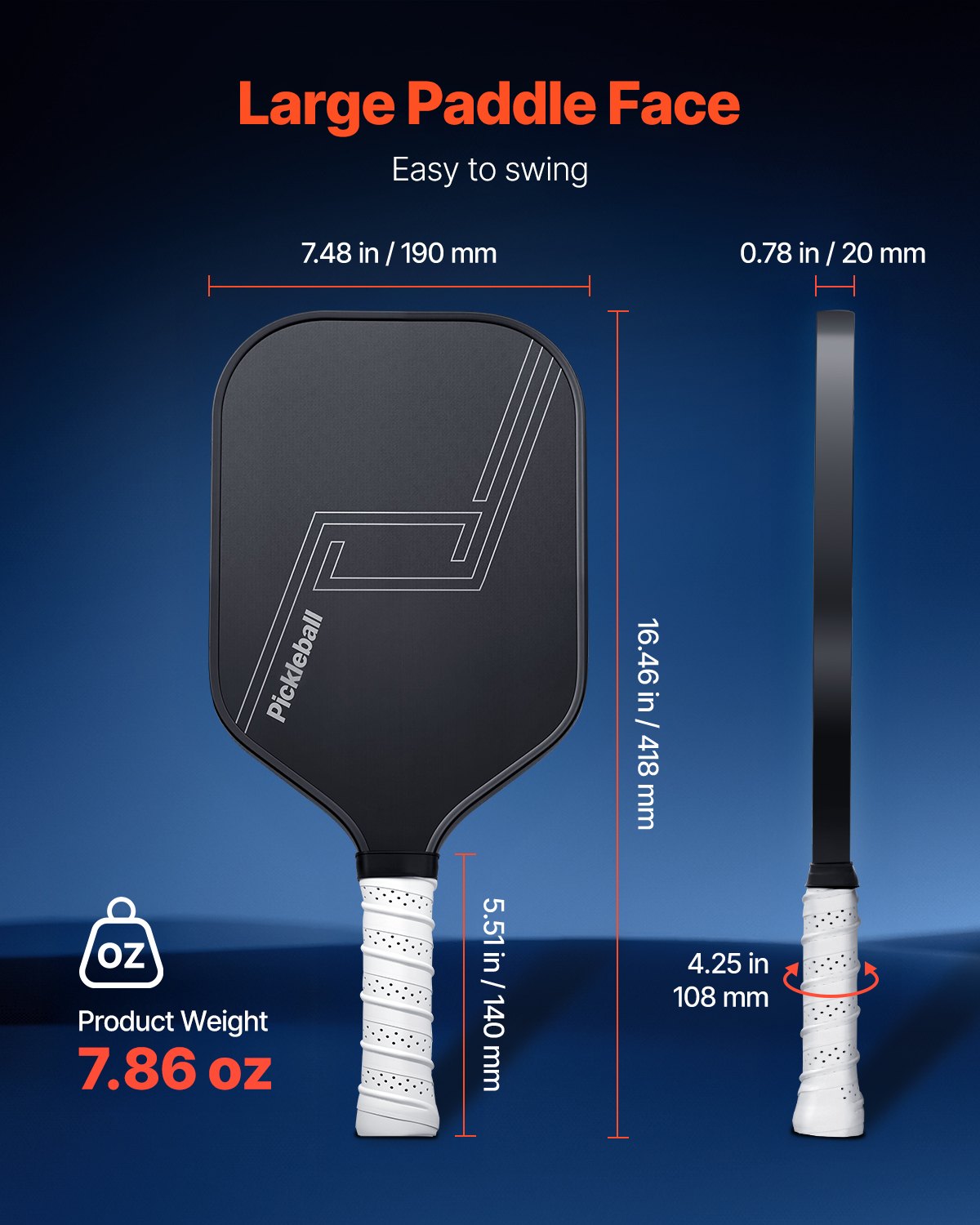 VEVOR Pickleball Paddle Racket met T700 Carbon Fiber Oppervlak en Honingraatkern, Professioneel Pickleball Racket met Verhoogde Power & Controle & Spin voor Volwassenen Heren Dames, Zwart