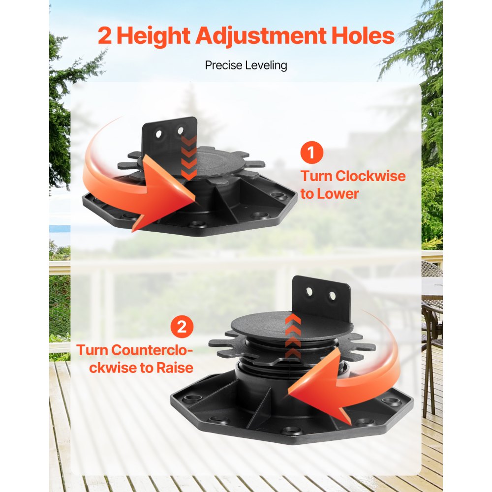 VEVOR Deck Blocks 24 PCS, 2000lbs / 907.18kg Load Capacity Deck Support Plastic Pedestal Paver, Raising 1.18 - 2.36 inch / 30 - 60 mm, Height Adjustable Shed Foundation Base for Wood Concrete Metal