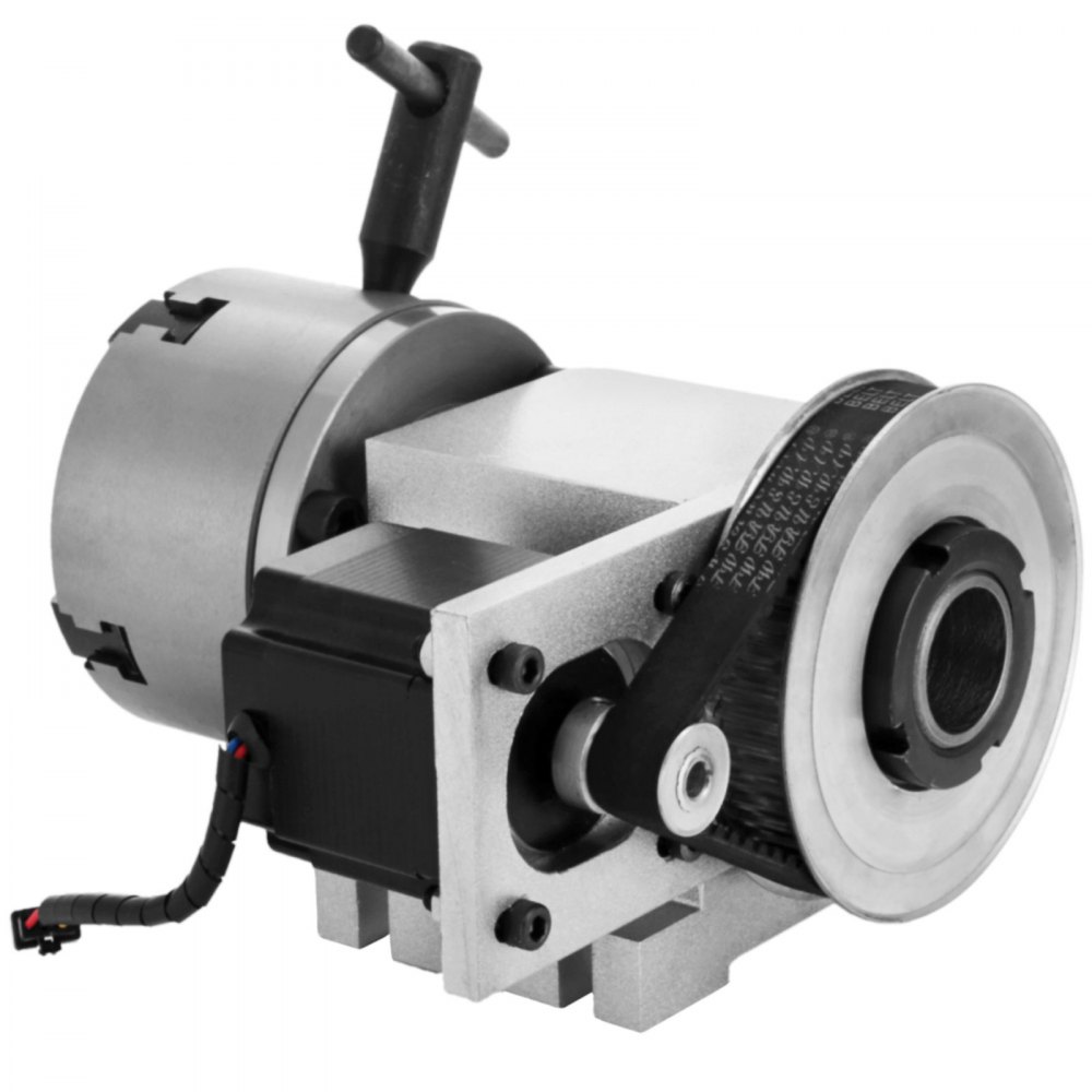 VEVOR CNC Rotational Rotary Axis 4-Jaw Chuck 100mm Hollow Shaft 4th Axis Rotary Axis Tailstock CNC Router Engraver Machine