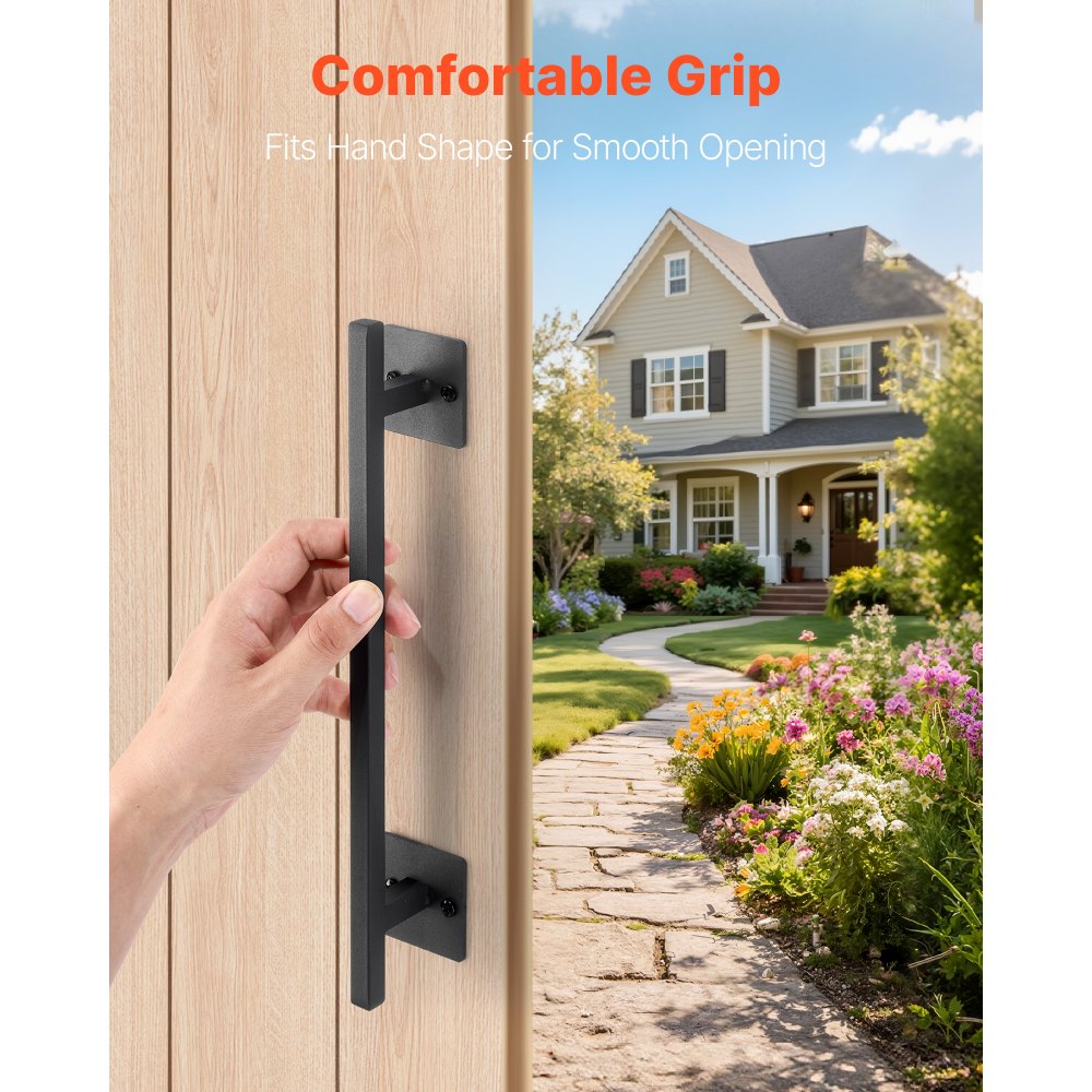 VEVOR Barn Door Handle, 12.6 in Rustic Fence Gate Handle, Rust-Resistant Coating, Heavy Duty Carbon Steel Outdoor Gate Handles, Easy to Install, Metal Sliding Door Pulls for Garage Shed Closet Pantry