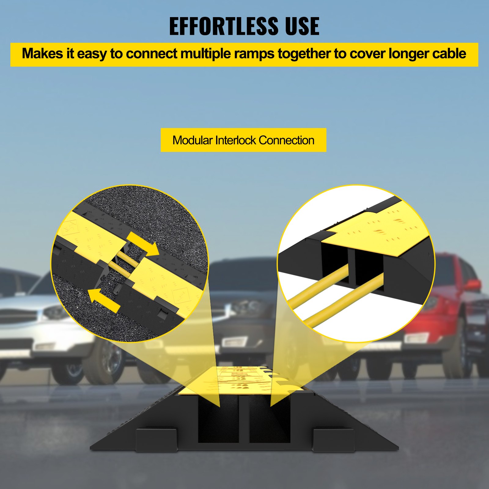 VEVOR Kabel Bescherming Kabelbrug Rampe de Protection kabelgoot bodemkabel PVC/Rubber stationair rijden 4989 kg voor kantoor/kantoor/speelvelden 101x24,5x5 cm