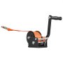 VEVOR Boat Winch, 272 kg Hand Winch, Heavy Duty Manual Rope Crank with 6.1m Orange Polyester Strap, Portable Two-Way Ratchet, Anti-Slip Handle Gear for Boat Trailer ATV Towing