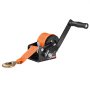 VEVOR Boat Winch, 272 kg Hand Winch, Heavy Duty Manual Rope Crank with 6.1m Orange Polyester Strap, Portable Two-Way Ratchet, Anti-Slip Handle Gear for Boat Trailer ATV Towing