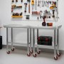 VEVOR Stainless Steel Table, 24 x 30 Inches Food Prep Worktable with Wheels, Kitchen Prep Table with Adjustable Undershelf Workstations for Commercial Kitchen, Restaurant, Hotel and Garage, Outdoor