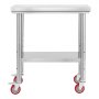 VEVOR Stainless Steel Table, 24 x 30 Inches Food Prep Worktable with Wheels, Kitchen Prep Table with Adjustable Undershelf Workstations for Commercial Kitchen, Restaurant, Hotel and Garage, Outdoor