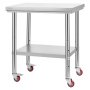 VEVOR Stainless Steel Table, 24 x 30 Inches Food Prep Worktable with Wheels, Kitchen Prep Table with Adjustable Undershelf Workstations for Commercial Kitchen, Restaurant, Hotel and Garage, Outdoor