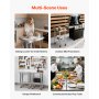 VEVOR Stainless Steel Table, 24 x 18 Inches Food Prep Worktable with Wheels, Kitchen Prep Table with Adjustable Undershelf Workstations for Commercial Kitchen, Restaurant, Hotel and Garage, Outdoor