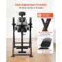 VEVOR Inversietafel tot 136 kg, robuuste inversietafel met dubbel rolvergrendelingsmechanisme, rugtrainer voor verlichting van rug- en nekklachten, armleuningen in 3 standen en verstelbare voetsteun, zwart