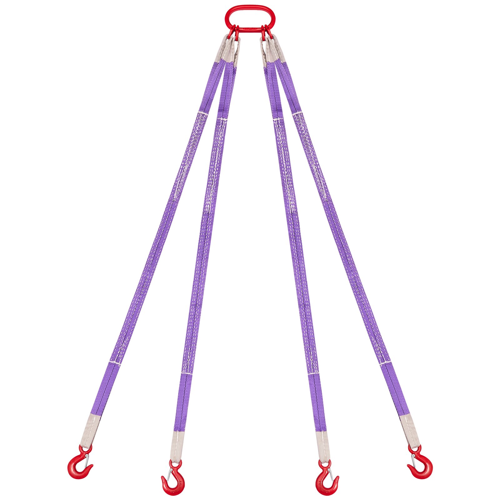 VEVOR 4-strengs polyester hijsband met haak, 3000 kg, 1,5 m lange zware hijsband, verdikte en slijtvaste hijsbanden voor motoren, kranen, takels en vrachtwagens