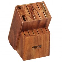 VEVOR messenblok, 15-delig, 187 x 130 x 226 mm messenblokset, houten blok voor koksmessen, slijpstaaf en schaar, meshouder universeel messenblok schuin ontwerp, vintage duurzaam messenblok