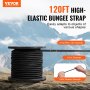 VEVOR 1/4 inch bungee-koord, 120 ft/36 m spoel, robuuste bungee-riemen, 100% rekbaar elastisch bungee-koord voor vracht, zeilen, kamperen, kajakdek en knutselen, zwart